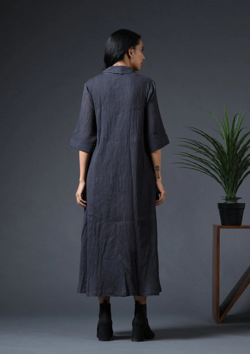 ROBE DRESS-CHARCOAL