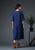 SCOOP PLACKET DRESS- NAVY
