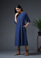 SCOOP PLACKET DRESS- NAVY