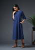 SCOOP PLACKET DRESS- NAVY