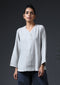 THREE BUTTON TOP- ECRU
