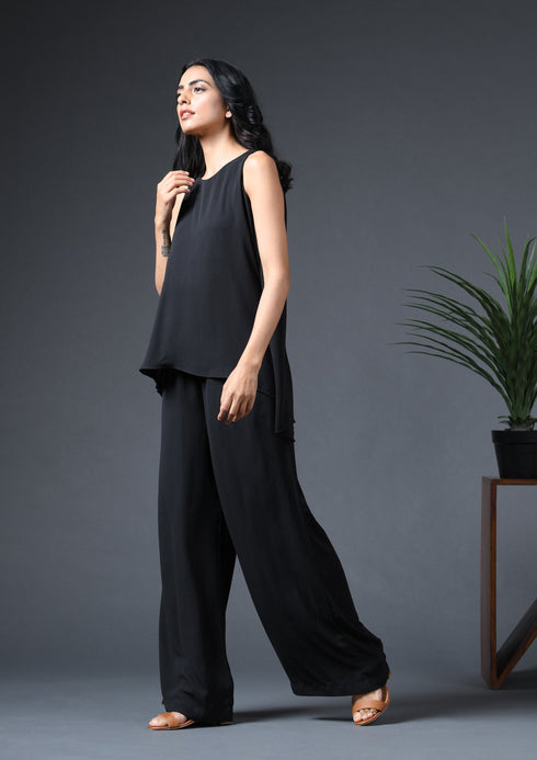 SLEEVELESS LAYERED JUMPSUIT