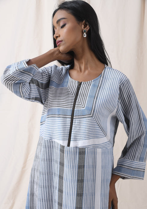 STRIPED ZIPPER DRESS