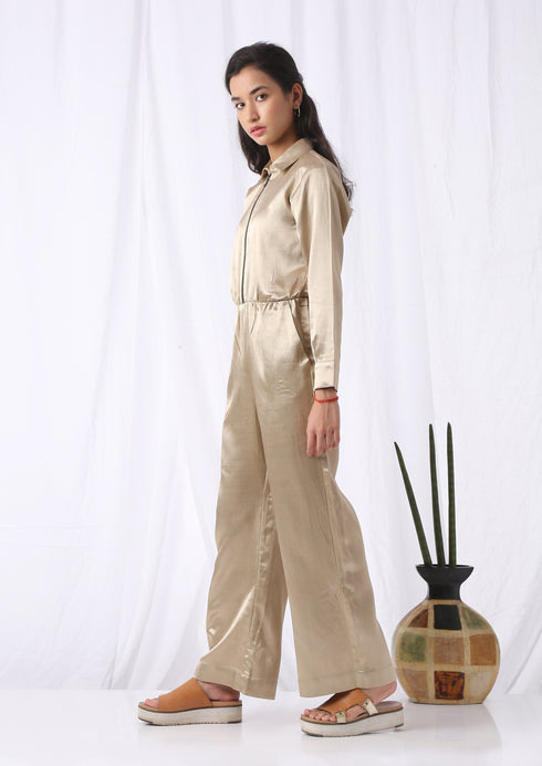 ZIPPER FRONT MASHRU JUMPSUIT