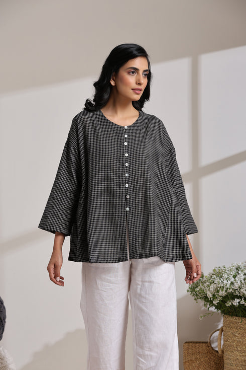 CHECK TAPE BLOUSE