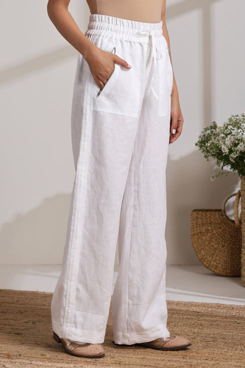ZIPPER POCKET LINEN PANTS