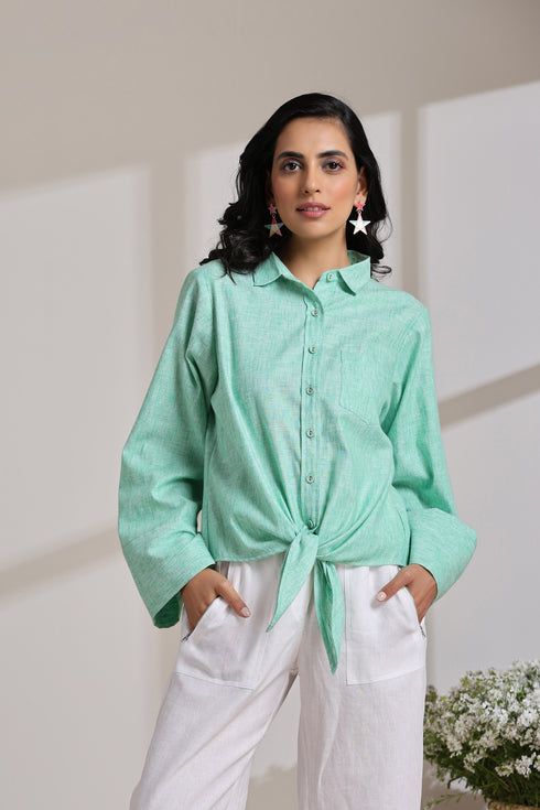 TIE KNOT SHIRT- MINT