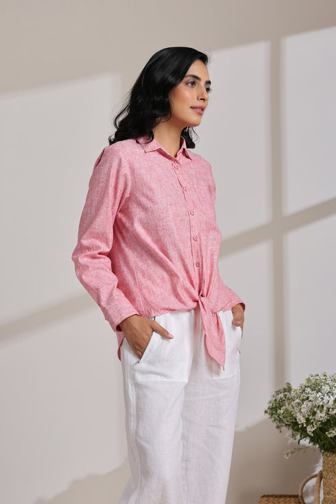 TIE KNOT SHIRT-PINK
