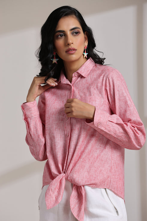 TIE KNOT SHIRT-PINK