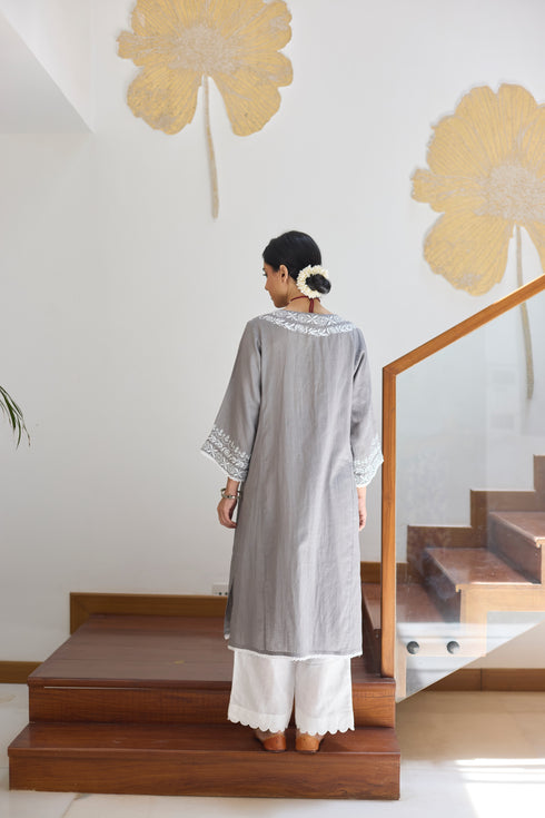 GREY STRAIGHT FIT KURTA