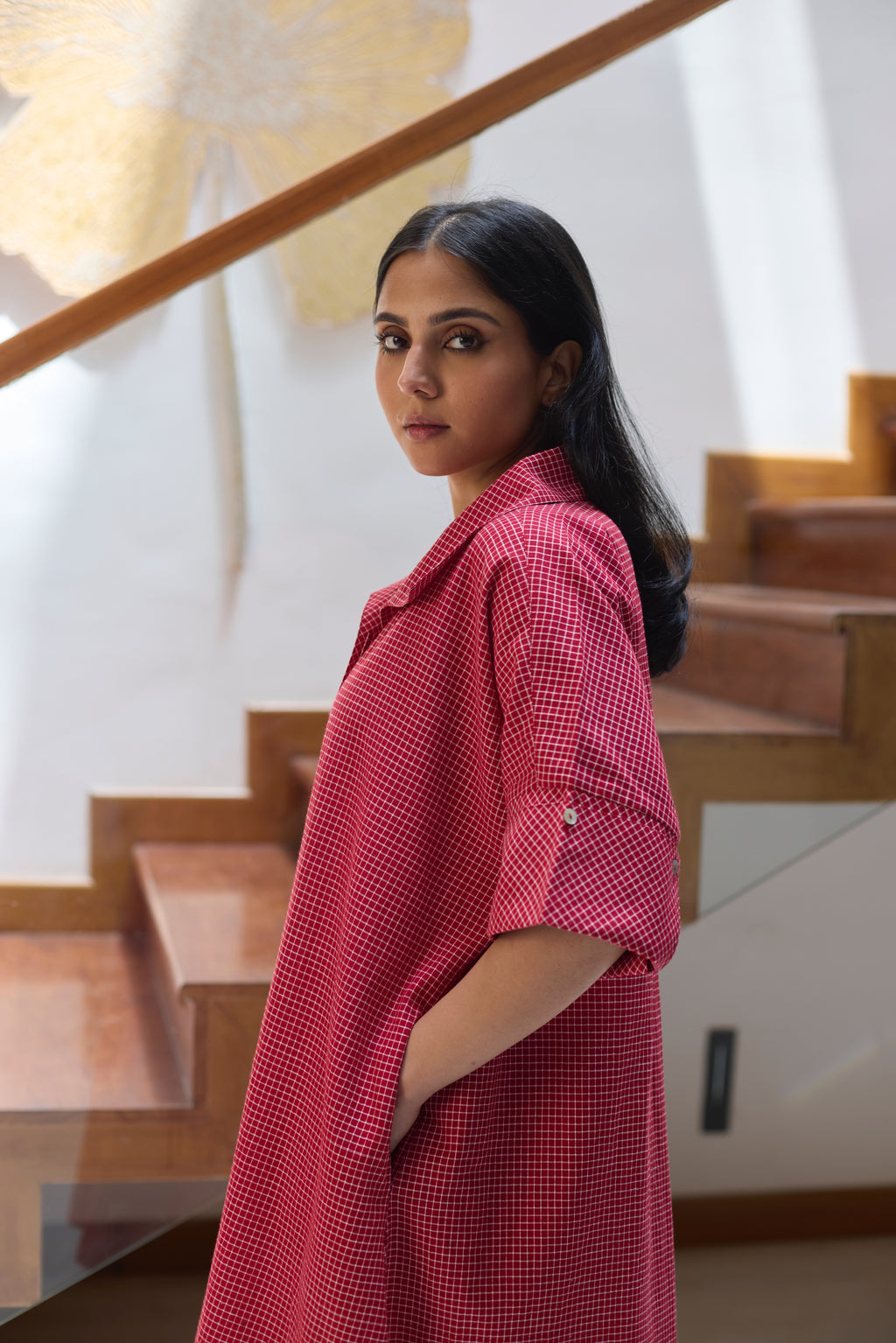 SHIRT DRESS - RED CHECK