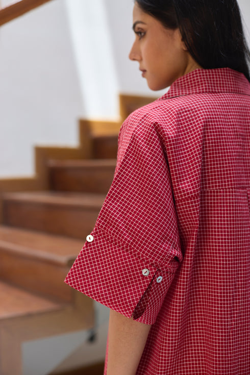 SHIRT DRESS - RED CHECK