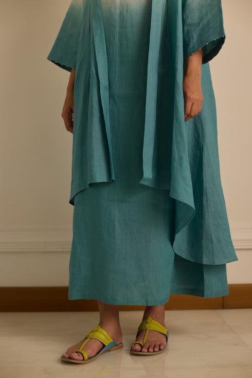 OMBRE LAYERED DRESS - TEAL