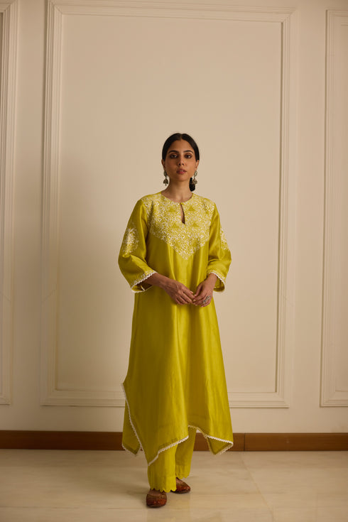 YELLOW ASYMMETRICAL KURTA