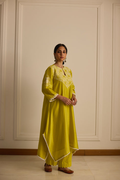 YELLOW ASYMMETRICAL KURTA