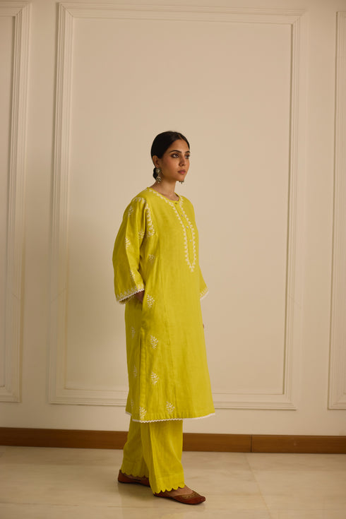 YELLOW STRAIGHT FIT KURTA