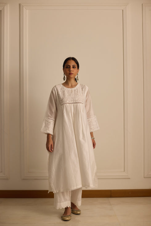 WHITE ASYMMETRICAL KURTA