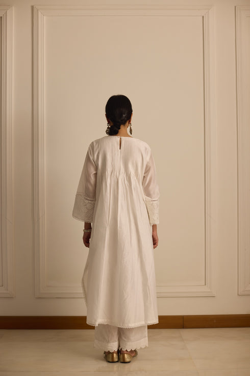 WHITE ASYMMETRICAL KURTA