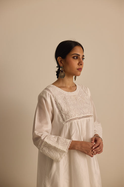 WHITE ASYMMETRICAL KURTA