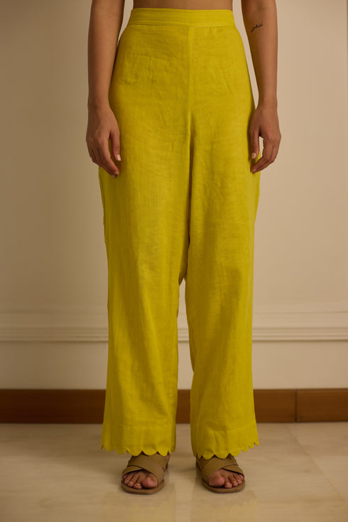 YELLOW SCALLOPED PANTS