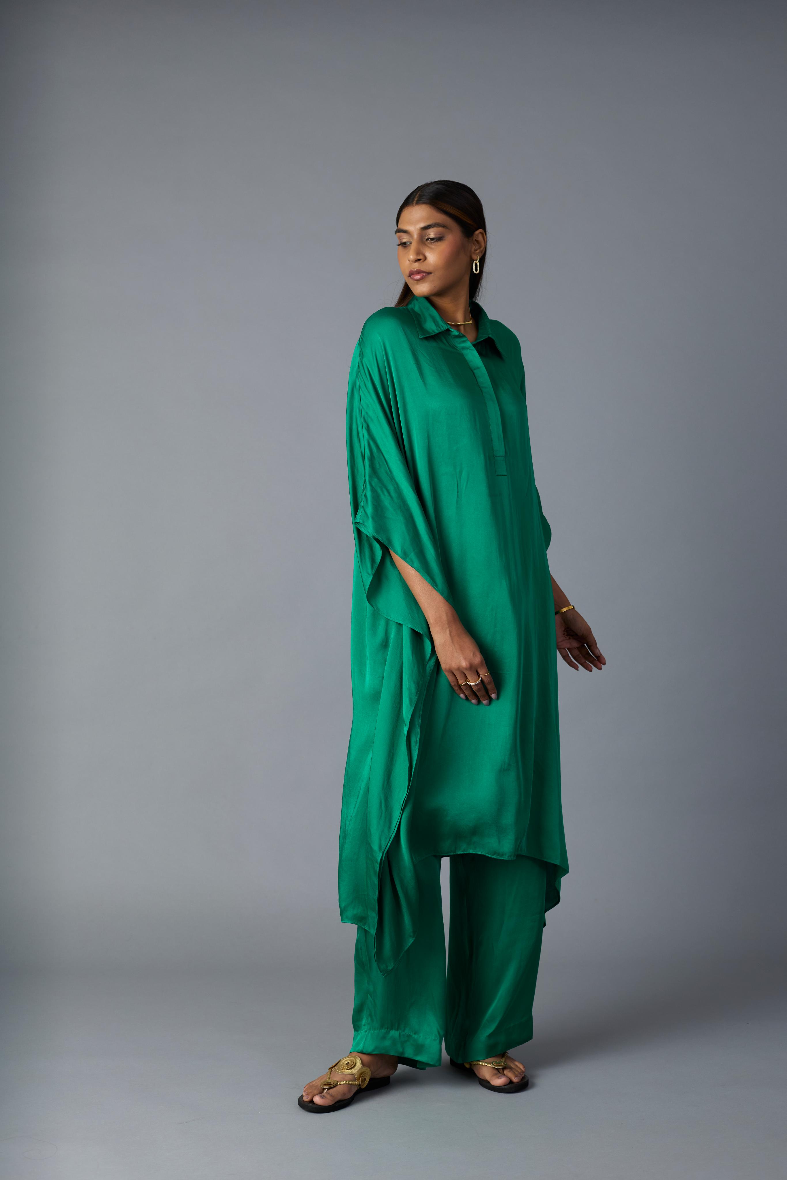 CHANDNI KAFTAN SET- GREEN