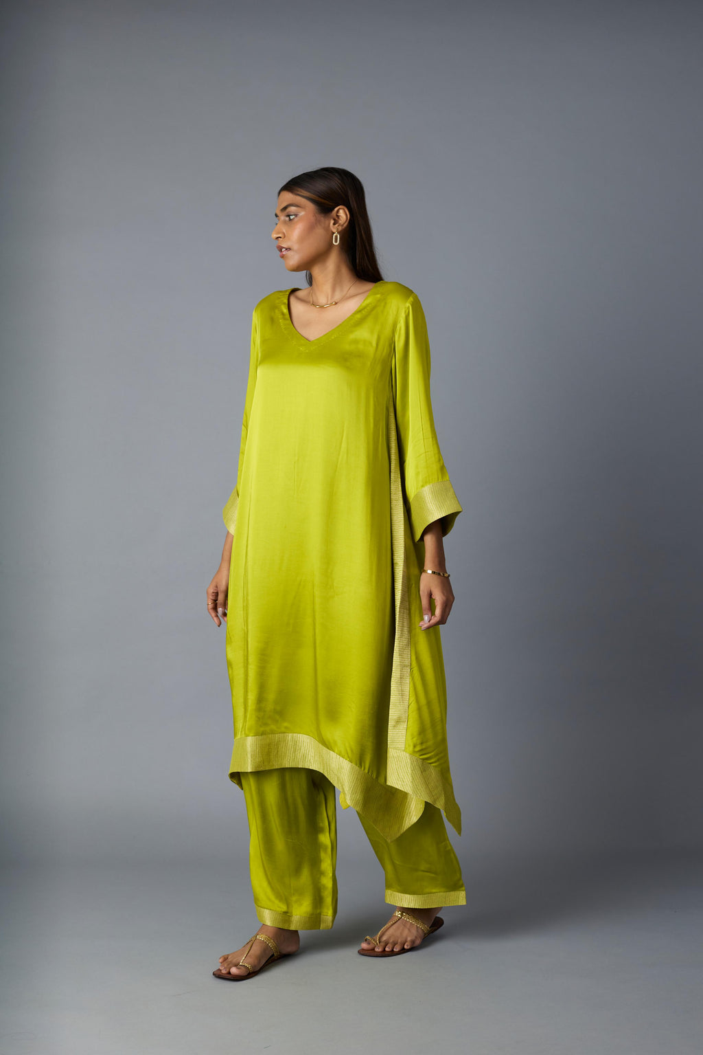 KAMAL CO-ORD SET -LIME GREEN (SET OF TWO )