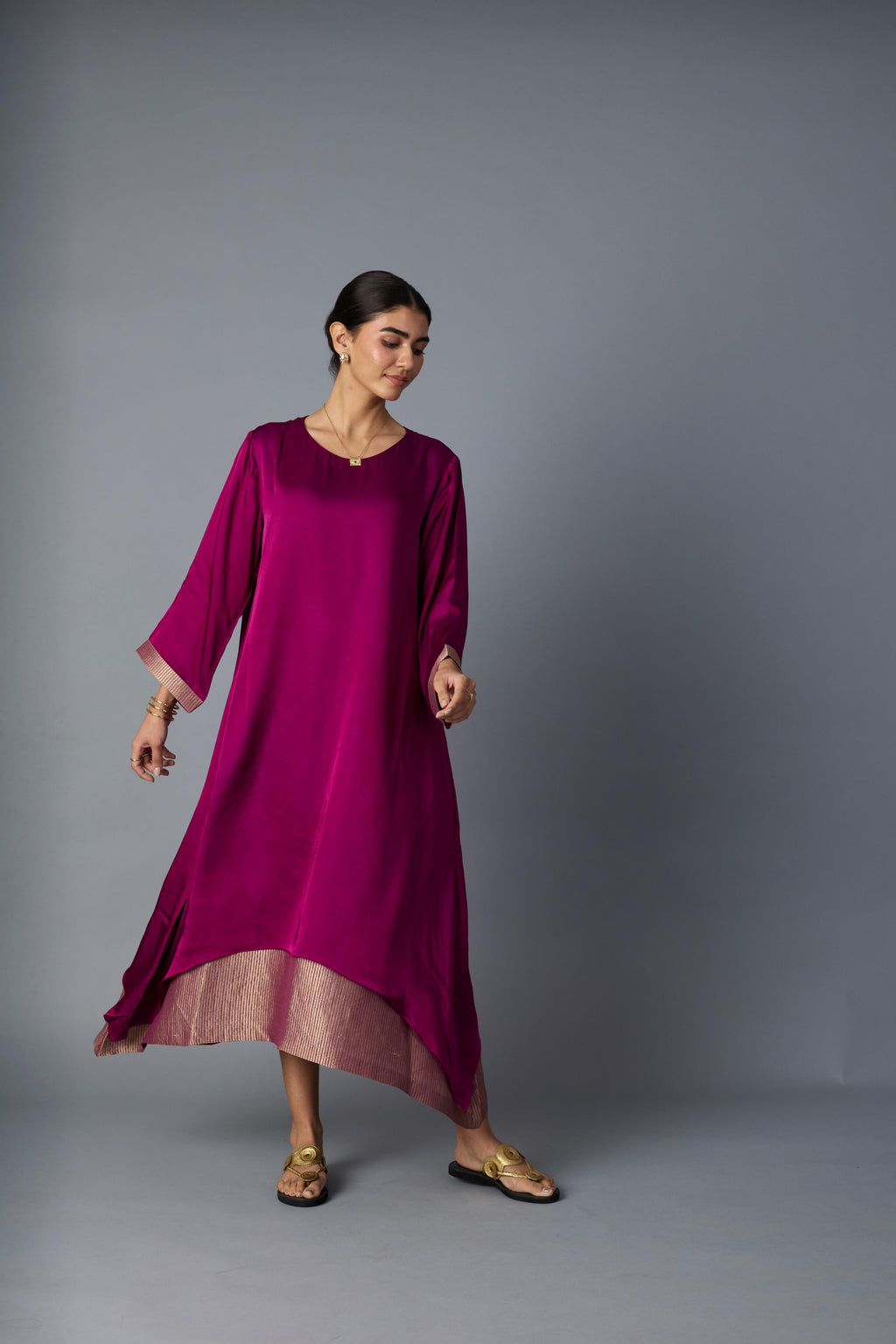 CHAMELI DRESS - PURPLE PLUM  (WITH SLEEVE)