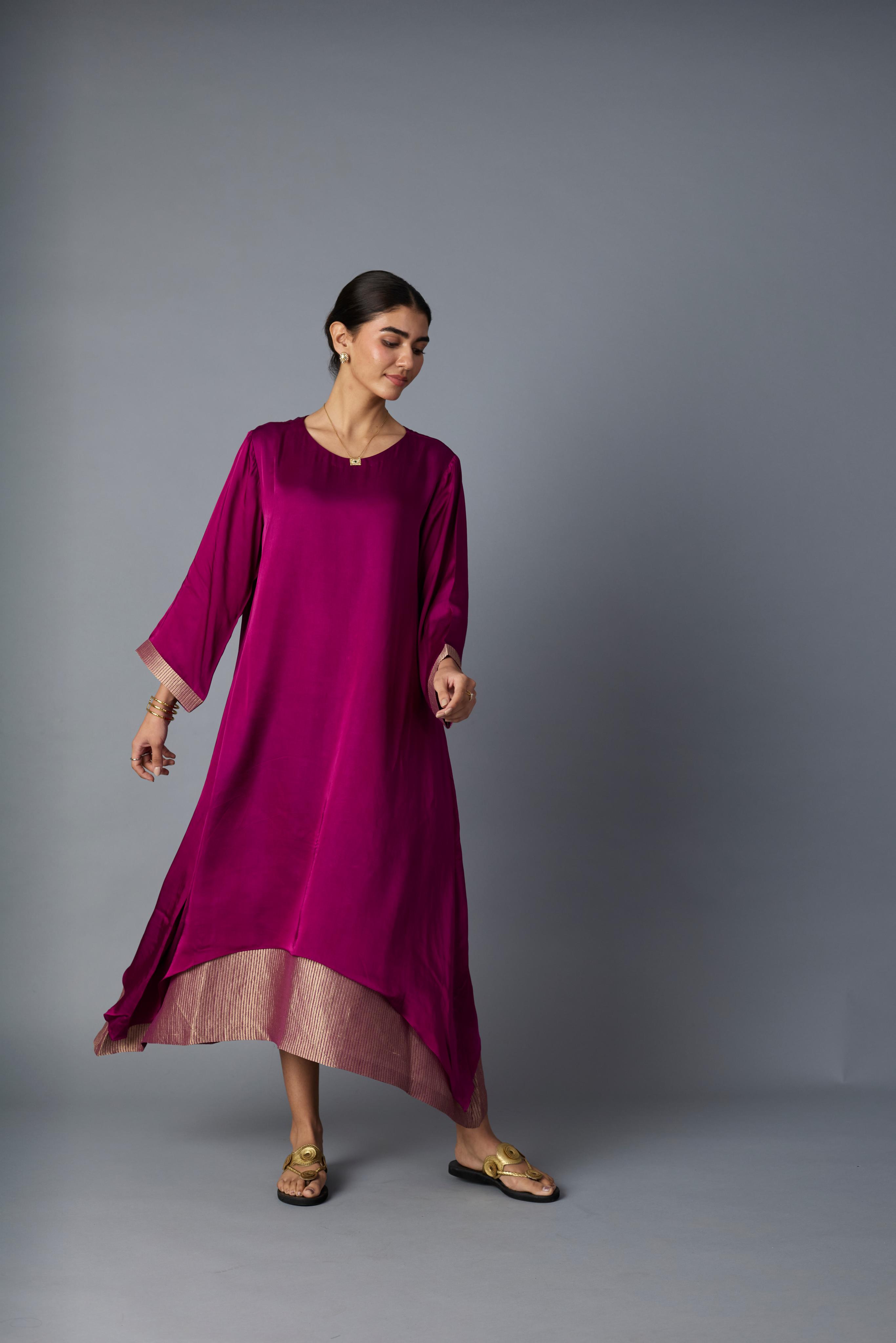 CHAMELI DRESS - PURPLE PLUM  (WITH SLEEVE)