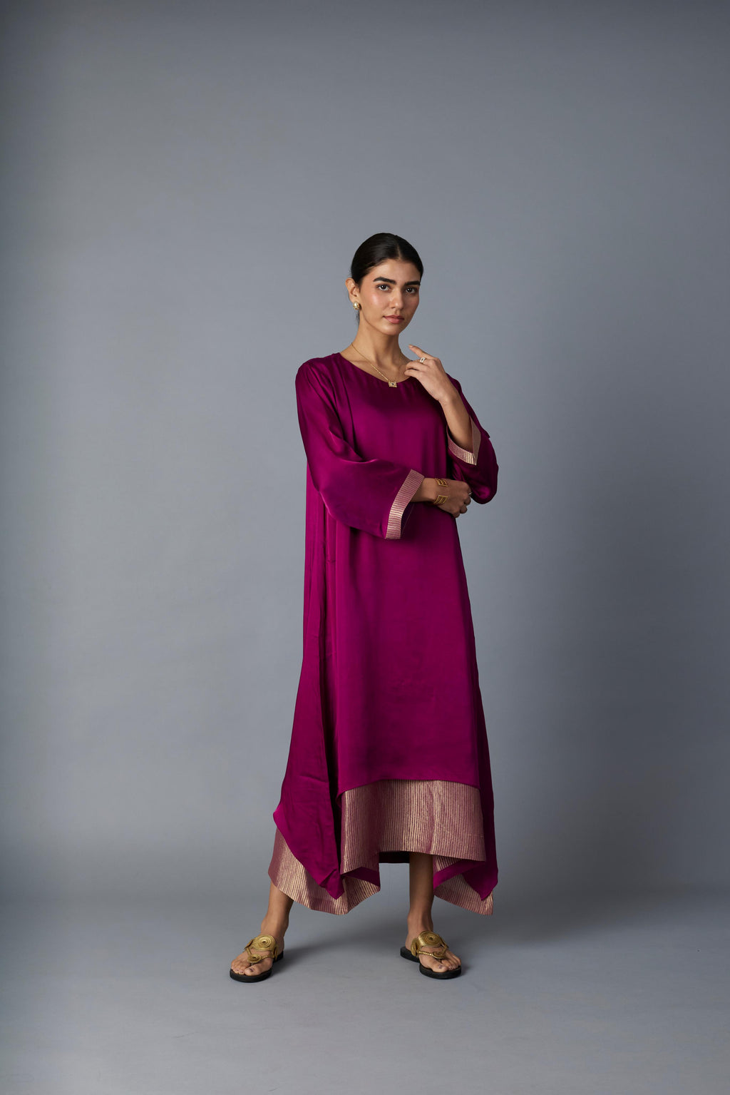 CHAMELI DRESS - PURPLE PLUM  (WITH SLEEVE)