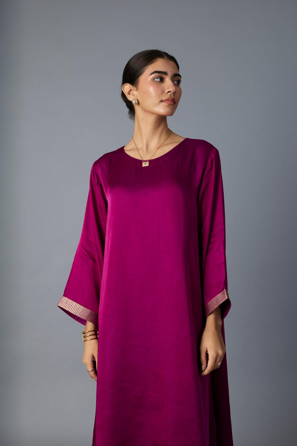 CHAMELI DRESS - PURPLE PLUM  (WITH SLEEVE)