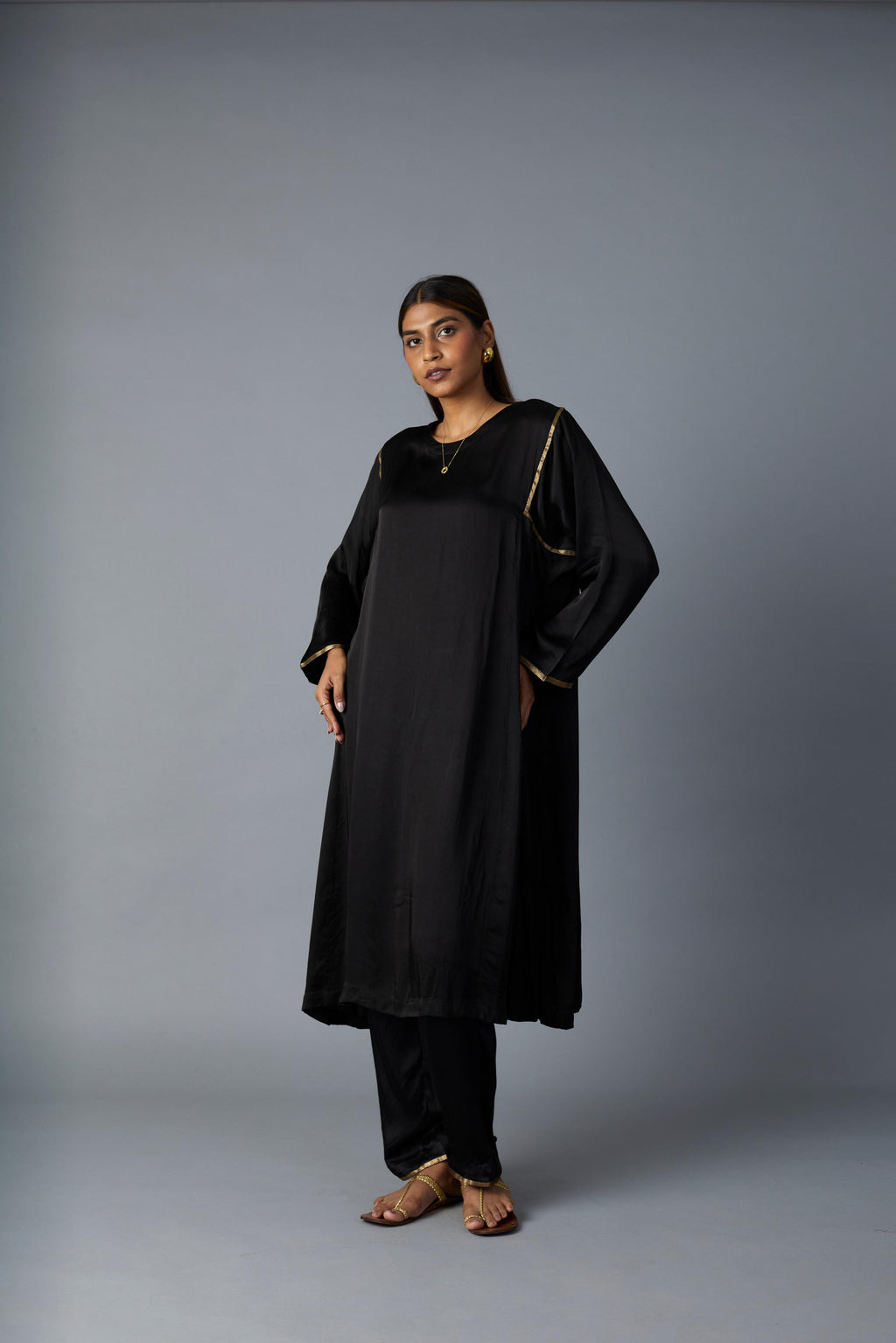 SABAH KALIDAR KURTA SET- BLACK