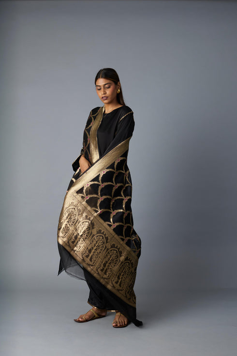 SABAH KALIDAR KURTA SET- BLACK