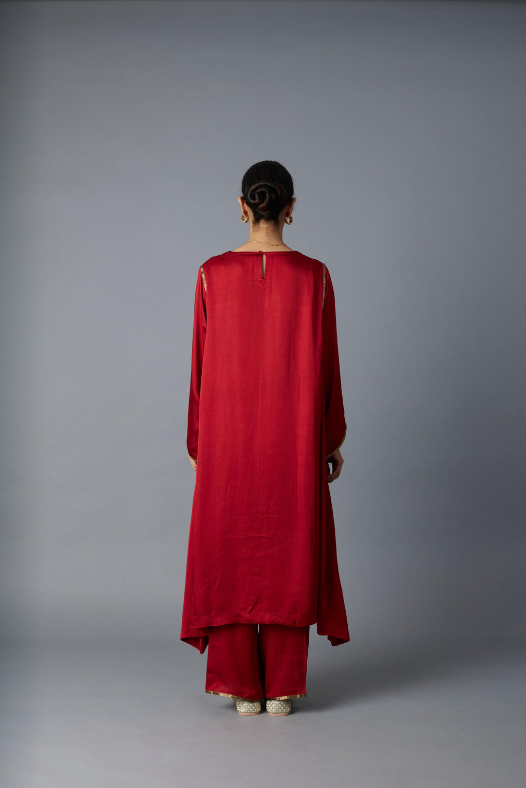SABAH KALIDAR KURTA SET- DEEP RED