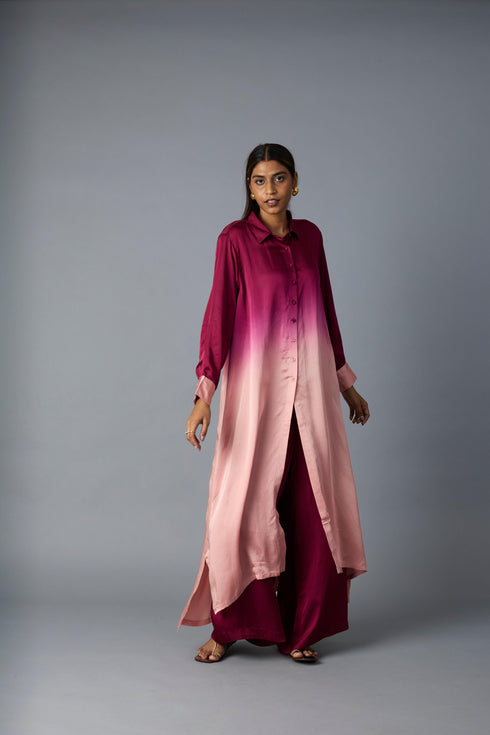 OMBRE CO-ORD SET MAROON (SET OF TWO)