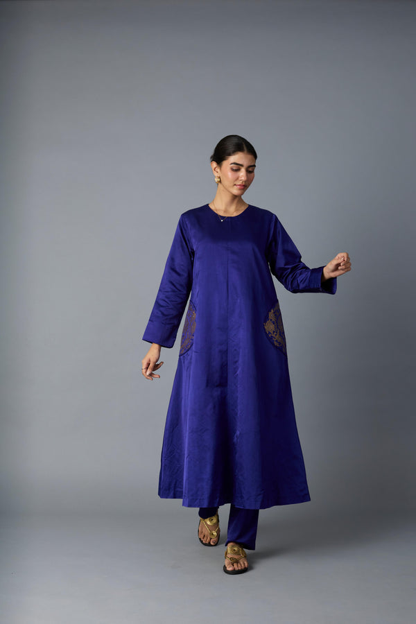 GEET SILK KURTA SET ROYAL BLUE (SET OF TWO )