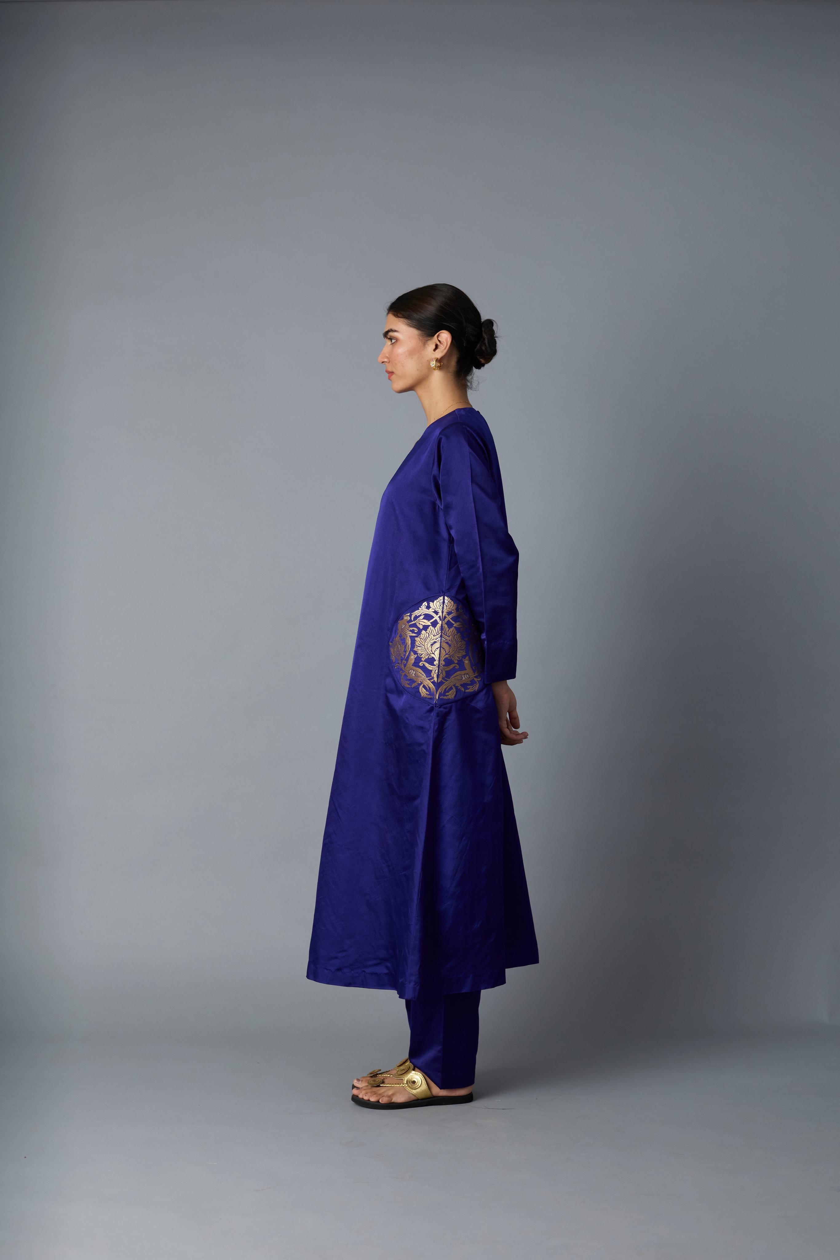 GEET SILK KURTA SET ROYAL BLUE (SET OF TWO )