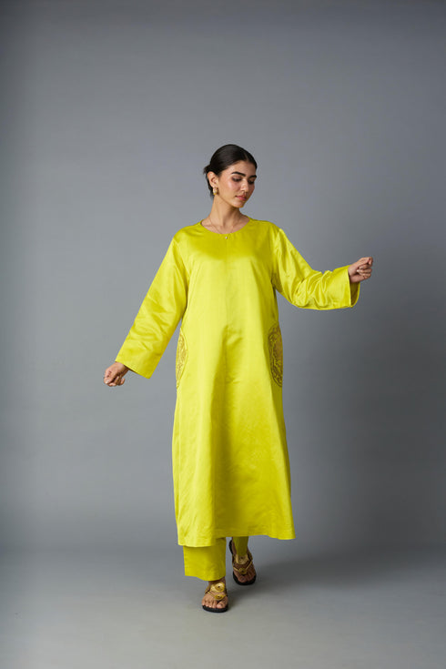 GEET SILK KURTA SET YELLOW (SET OF TWO )