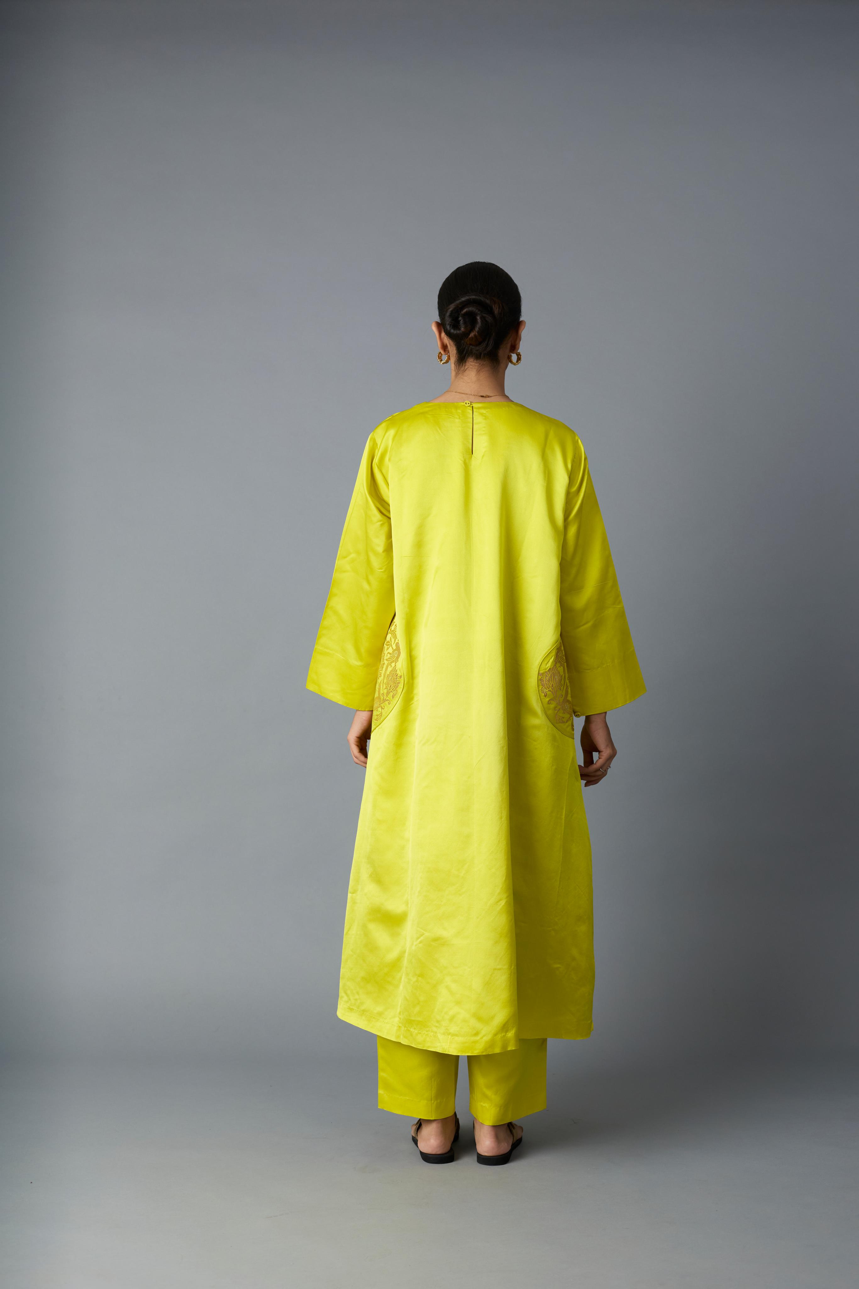 GEET SILK KURTA SET YELLOW (SET OF TWO )