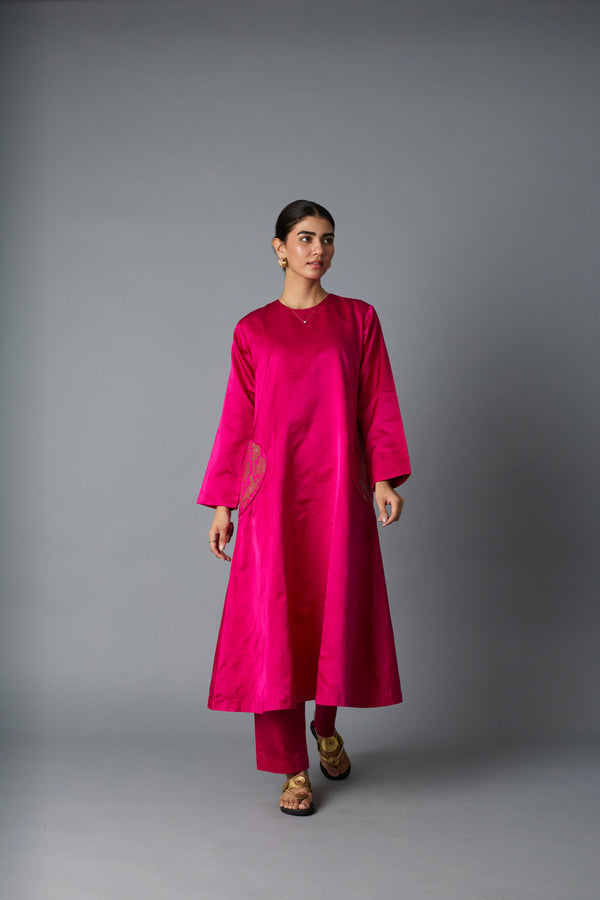 GEET SILK KURTA SET PINK (SET OF TWO)