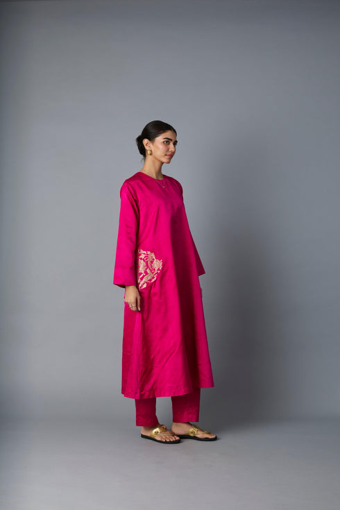 GEET SILK KURTA SET PINK (SET OF TWO)