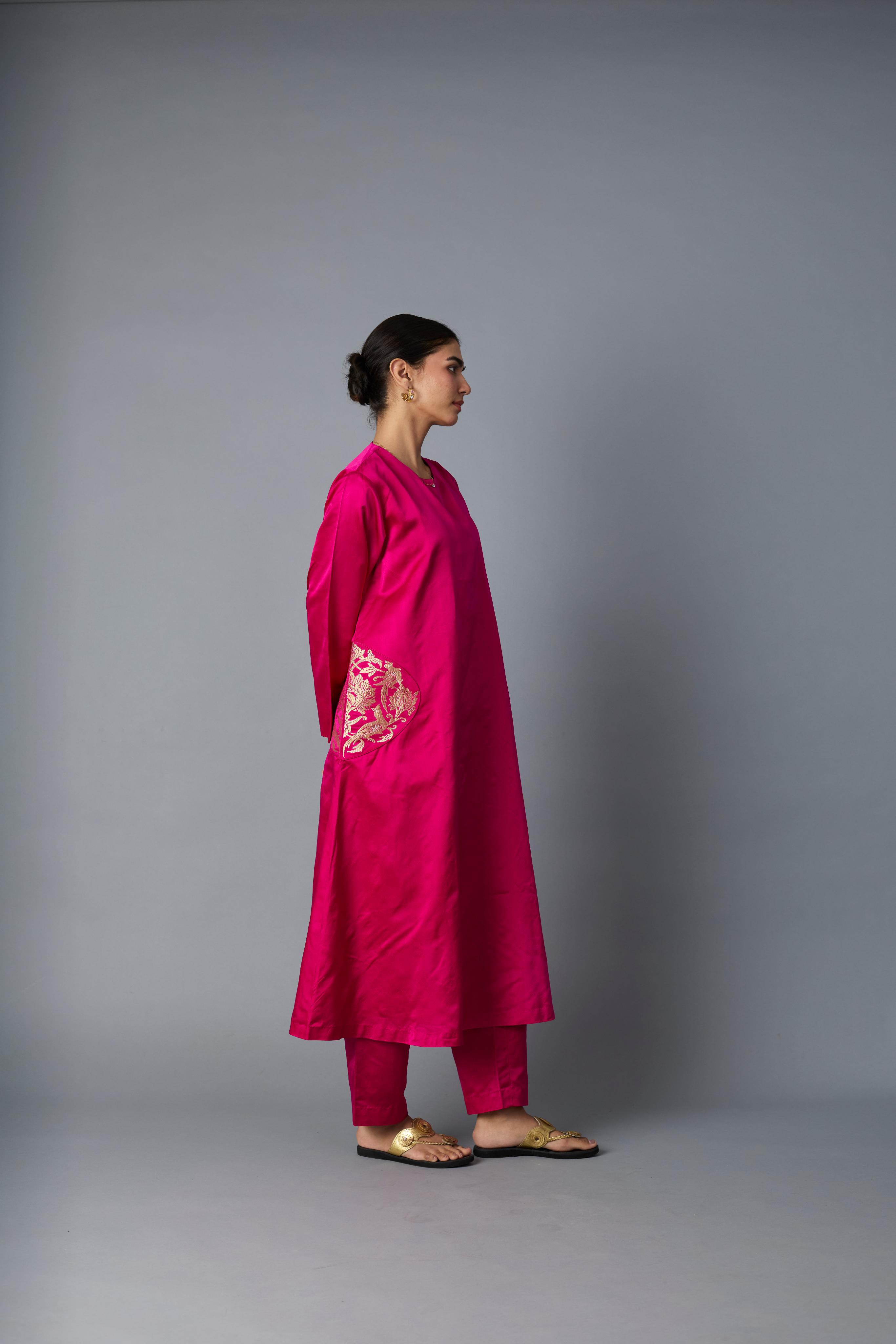 GEET SILK KURTA SET PINK (SET OF TWO)
