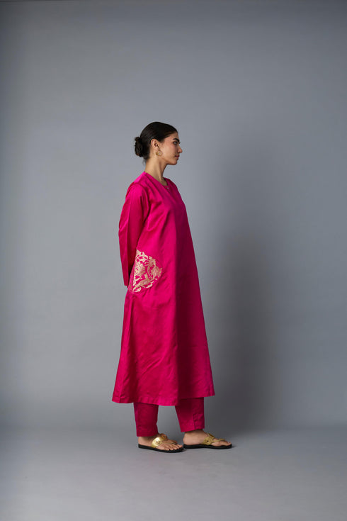 GEET SILK KURTA SET PINK (SET OF TWO)