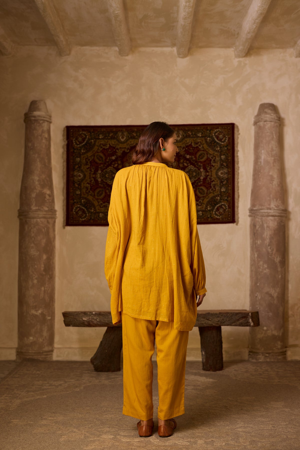 BASANTI CO-ORD SET MUSTARD YELLOW  (SET OF TWO PCS)