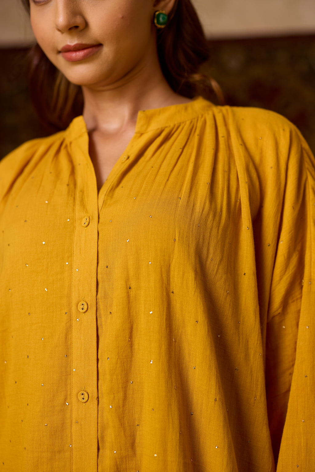 BASANTI CO-ORD SET MUSTARD YELLOW  (SET OF TWO PCS)