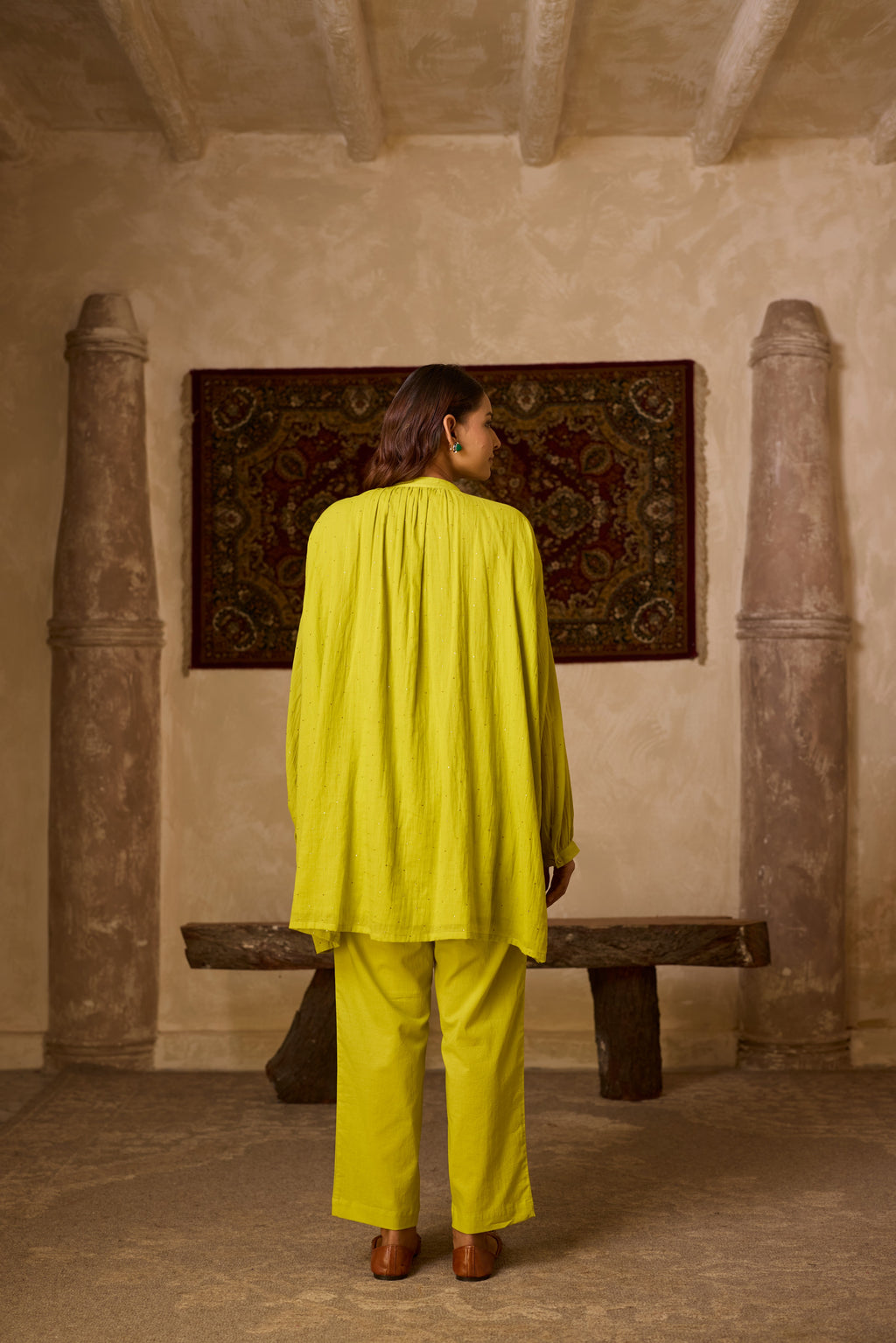 BASANTI CO-ORD SET LIME GREEN (SET OF TWO PCS)