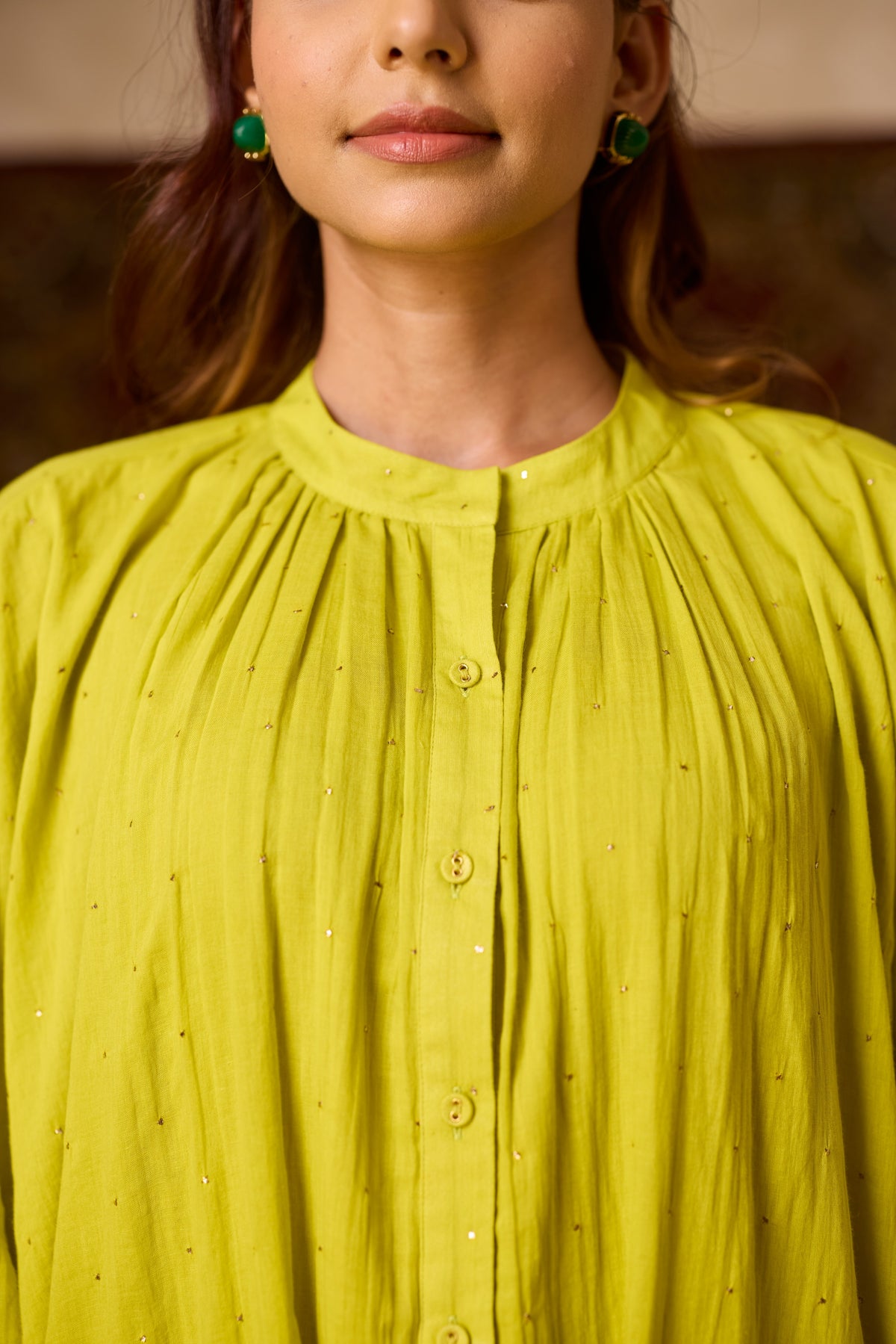 BASANTI CO-ORD SET LIME GREEN (SET OF TWO PCS)