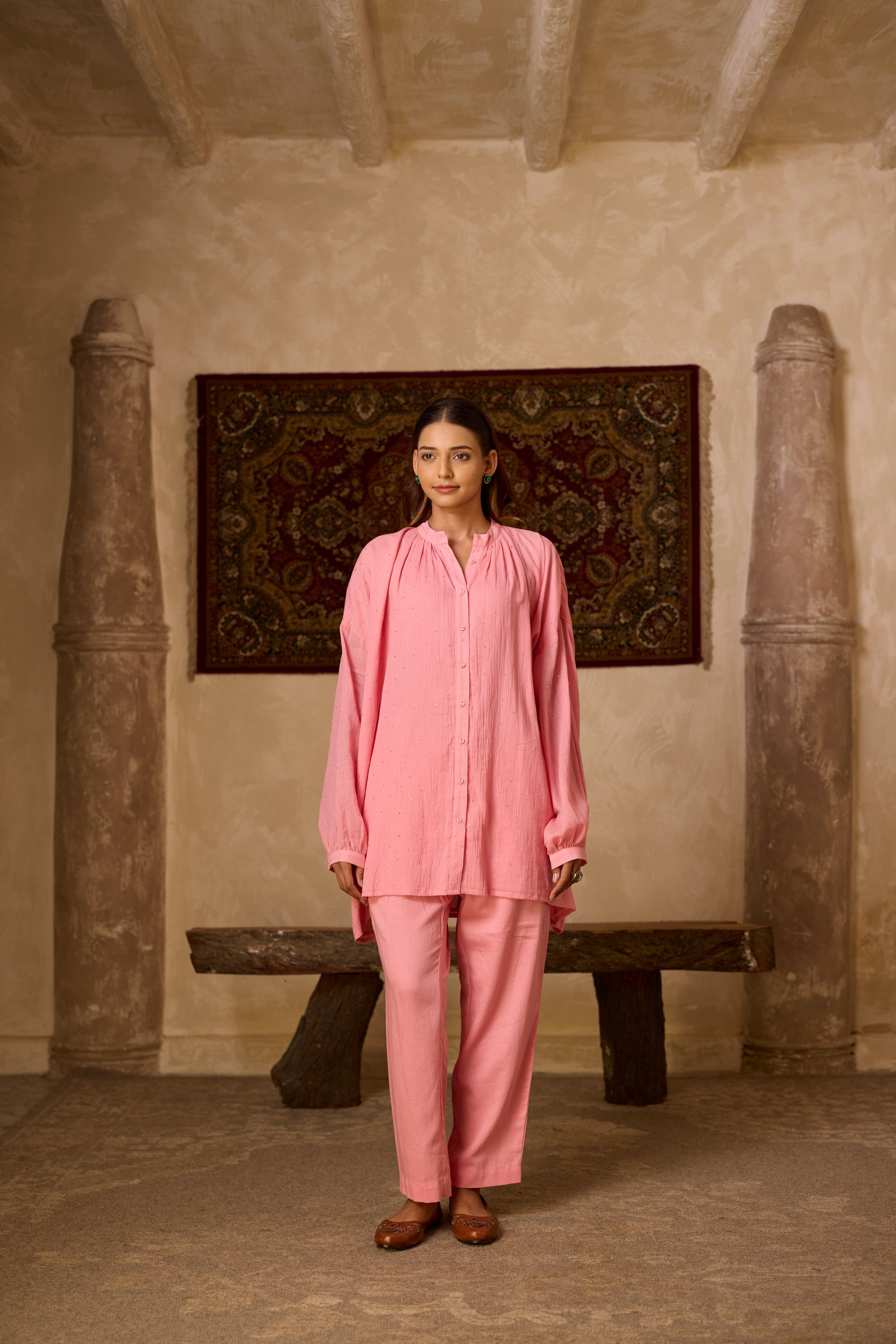 BASANTI CO-ORD SET PINK (SET OF TWO PCS)