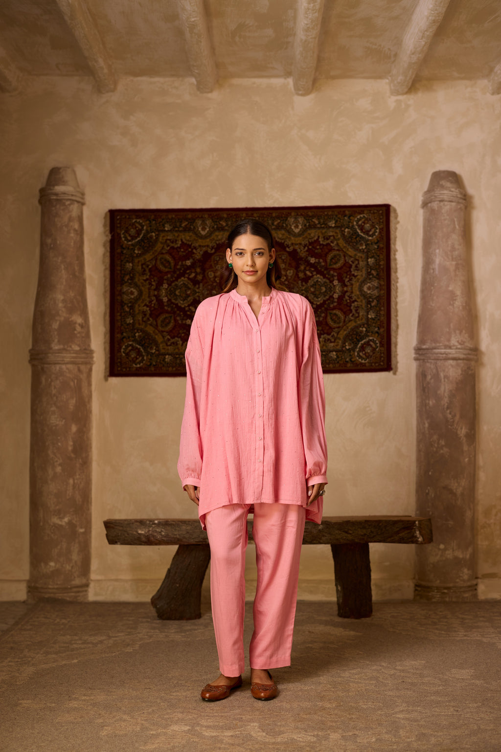 BASANTI CO-ORD SET PINK (SET OF TWO PCS)