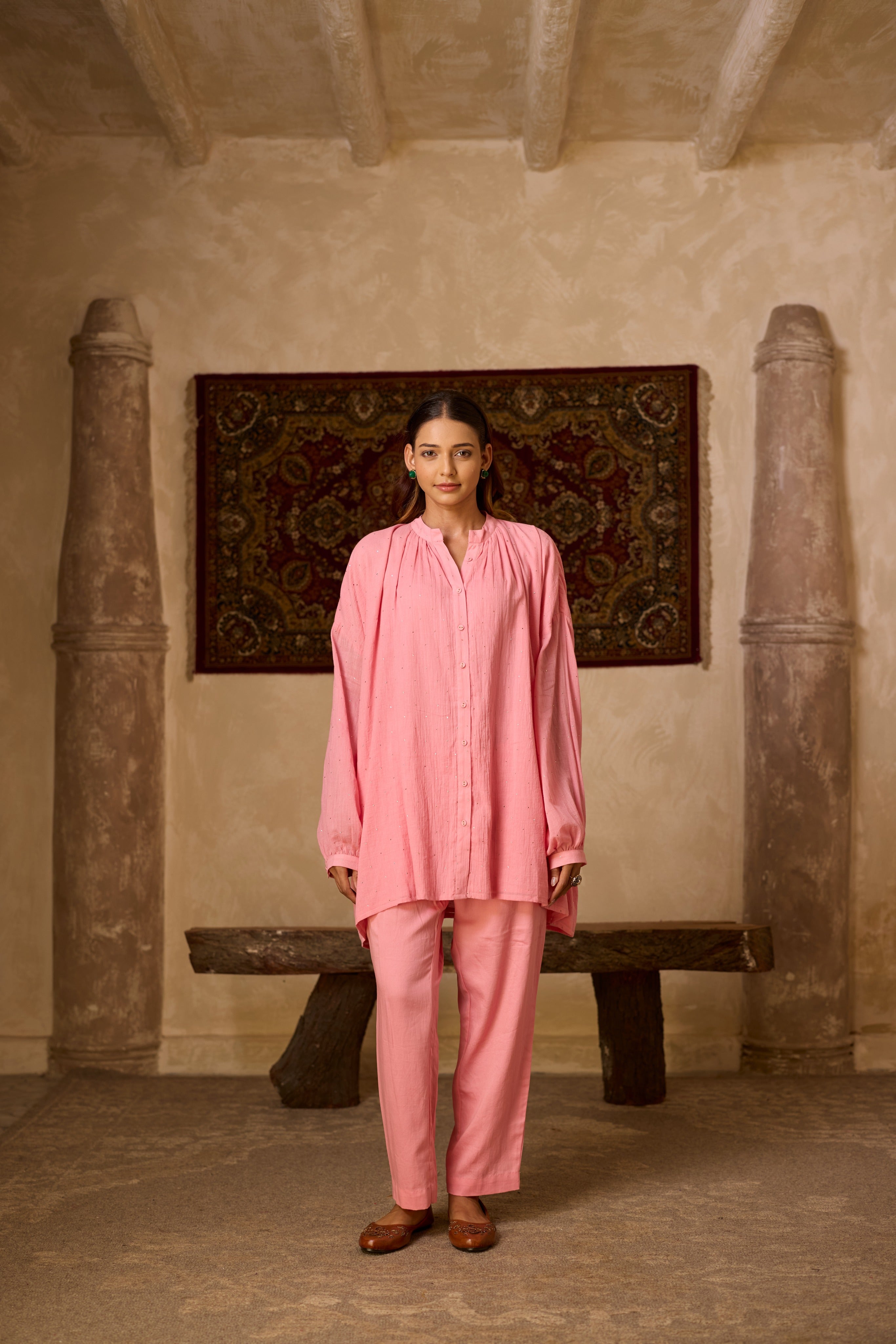 BASANTI CO-ORD SET PINK (SET OF TWO PCS)