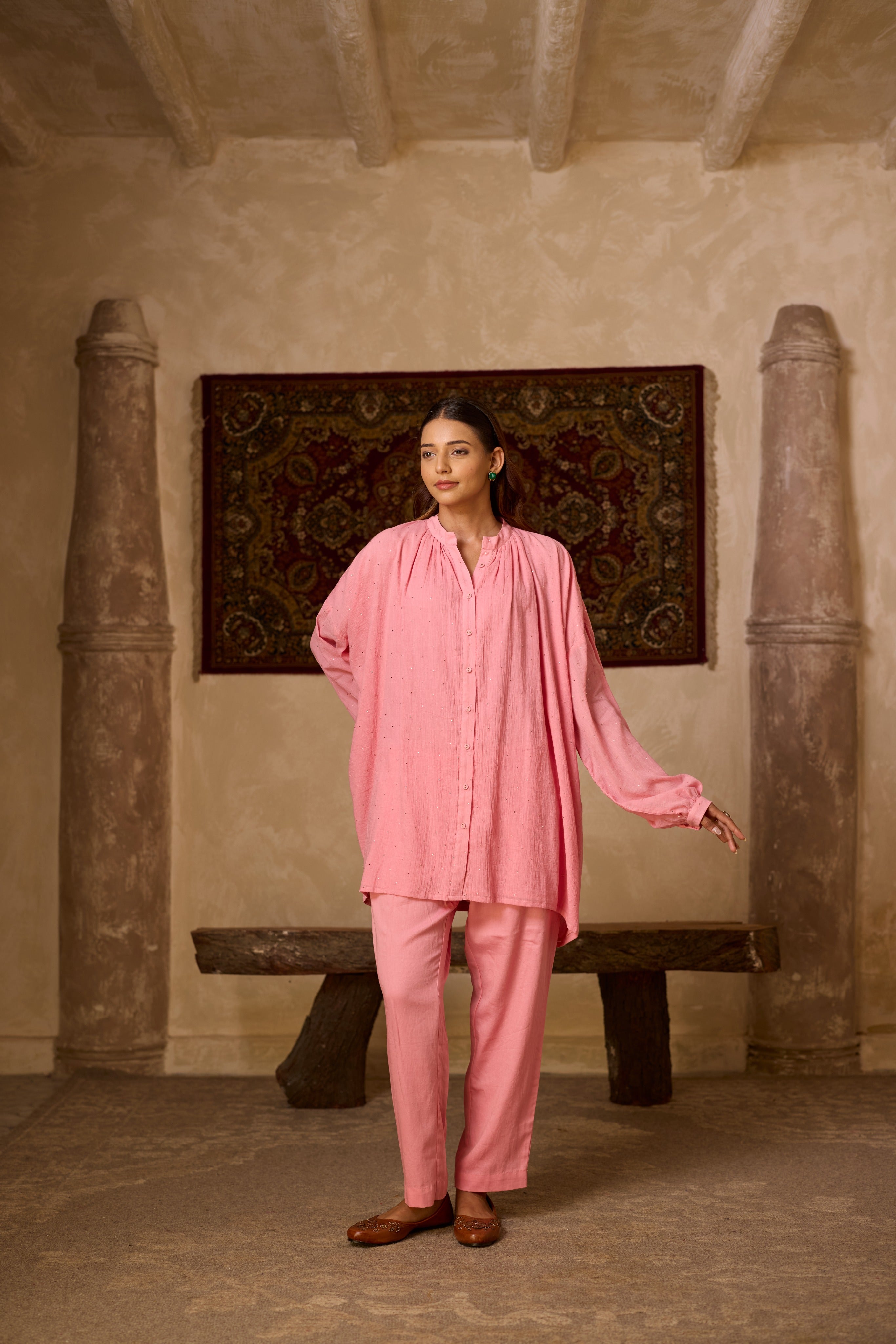 BASANTI CO-ORD SET PINK (SET OF TWO PCS)